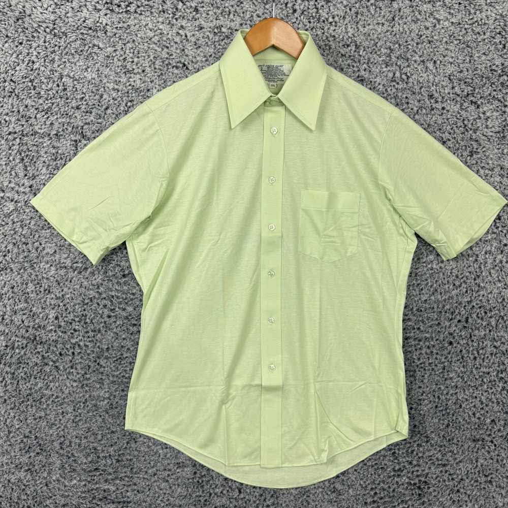 True Vintage Kmart Shirt Mens 15.5 Green Disco Point Collar 70s Deadstock